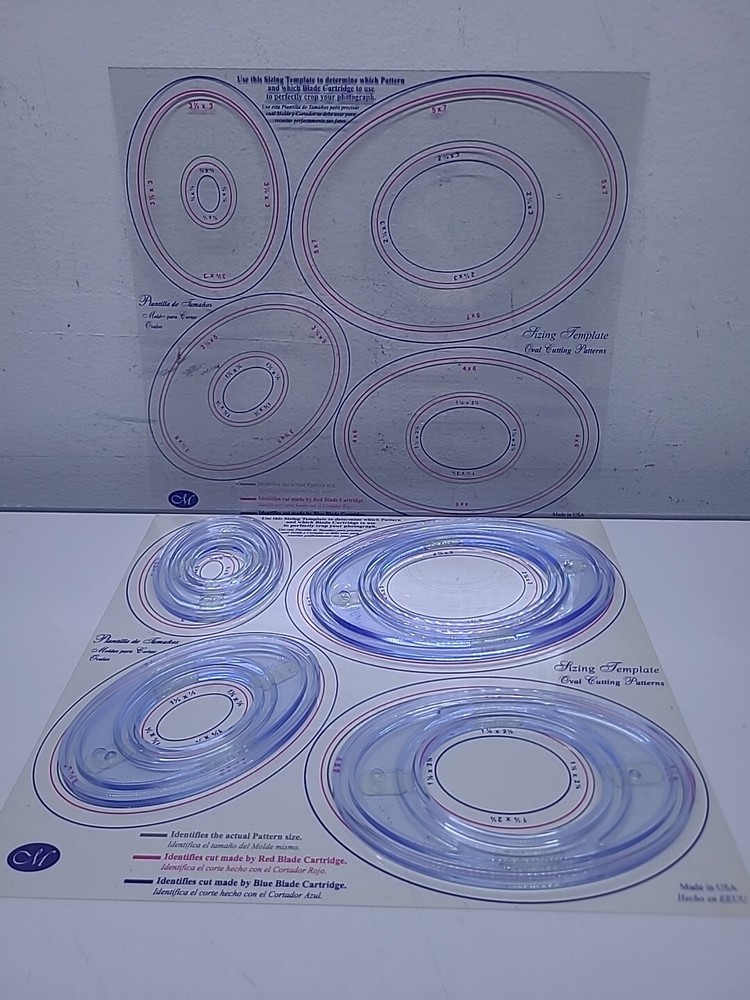 Creative Memories Custom Cutting System 4 Oval Template Set & 2 Sizing Guides