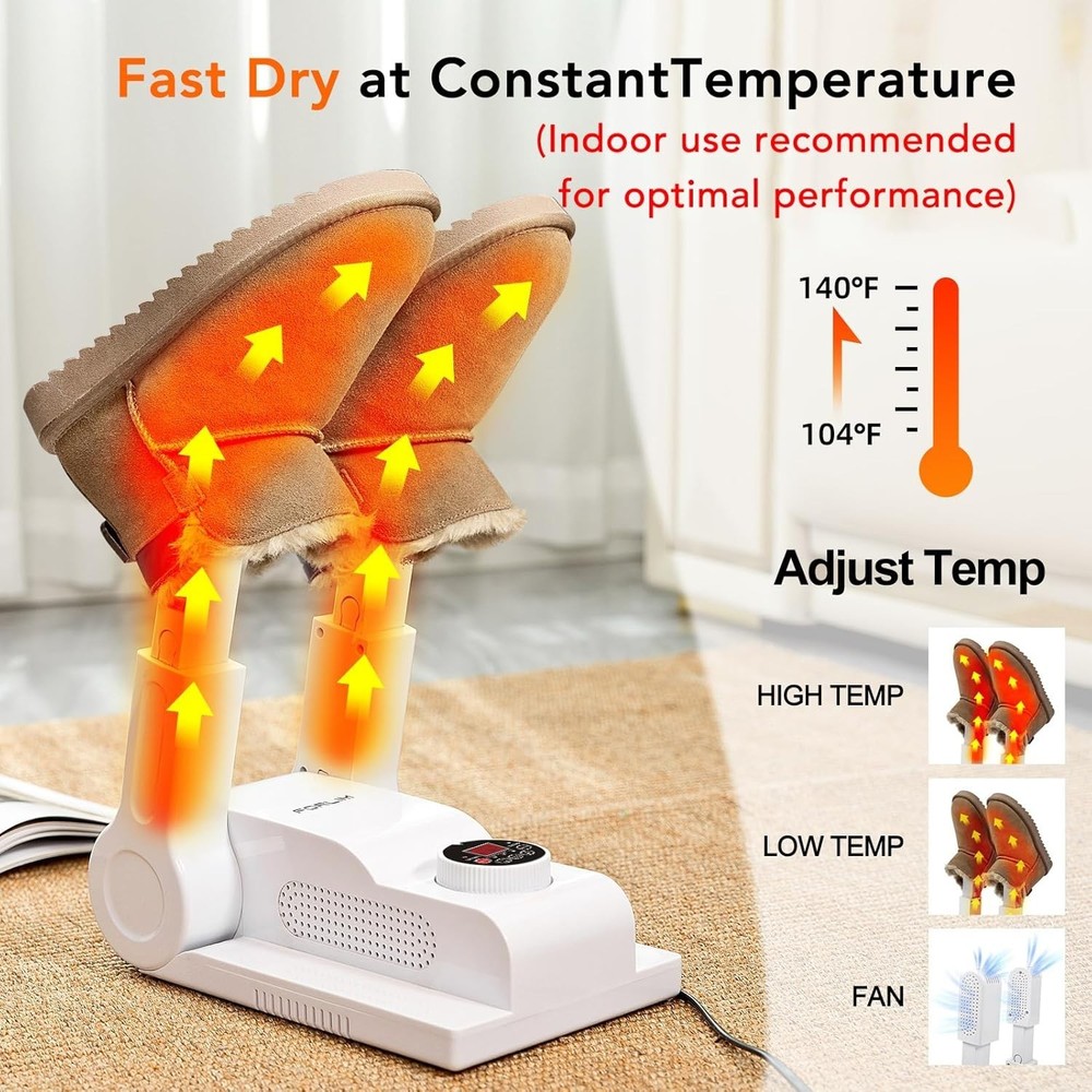 Upgraded Temperature Control] Shoe & Boot Dryer for Work Boots with 24-Hour D...