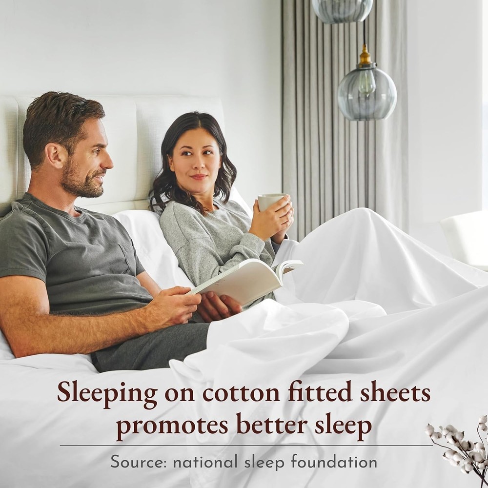 2-Pack Organic Cotton Twin Fitted Sheets - White