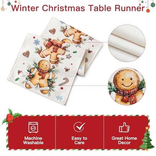 Christmas Table Runner Kitchen Dining Xmas Table 13"×120" Gingerbread Man
