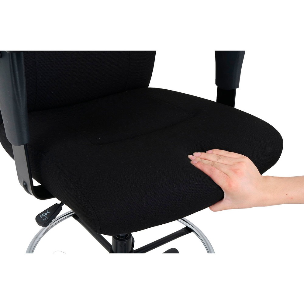 Drafting Stool Fabric Black Adjustable Arms High Back