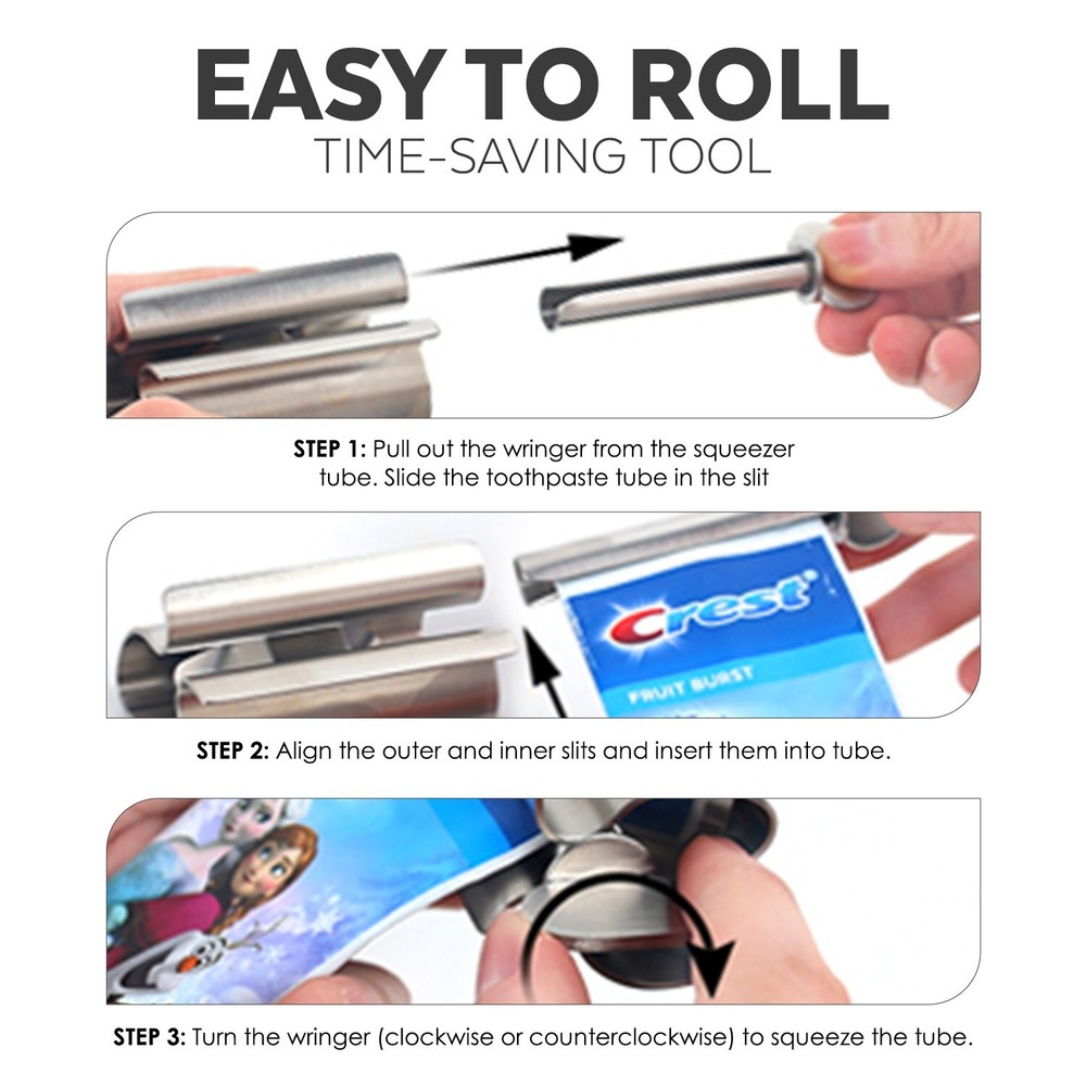 Toothpaste Squeezer Tube Roller Stainless Steel Tube Squeezer Rollers