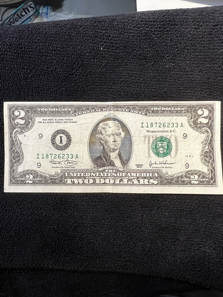 2003 $2 Dollar Bill (Major Printing Errors) I18726233A