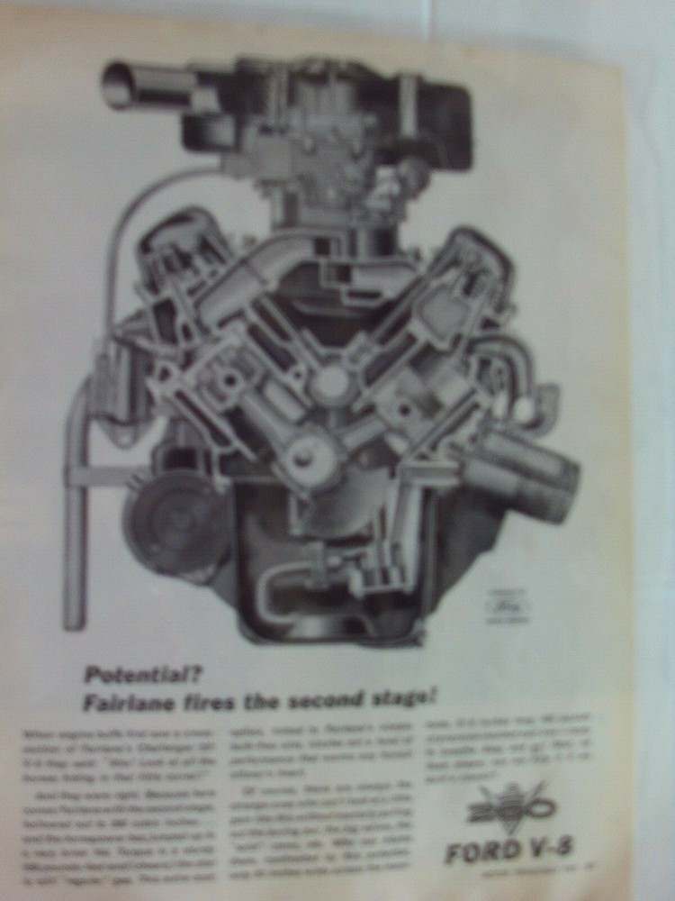 1962  FORD 260 V8 ENGINE  PRINTED  Vintage Ad....LAMINATED