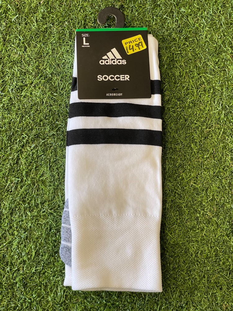 Adidas - Soccer Socks White/Black/Grey Large