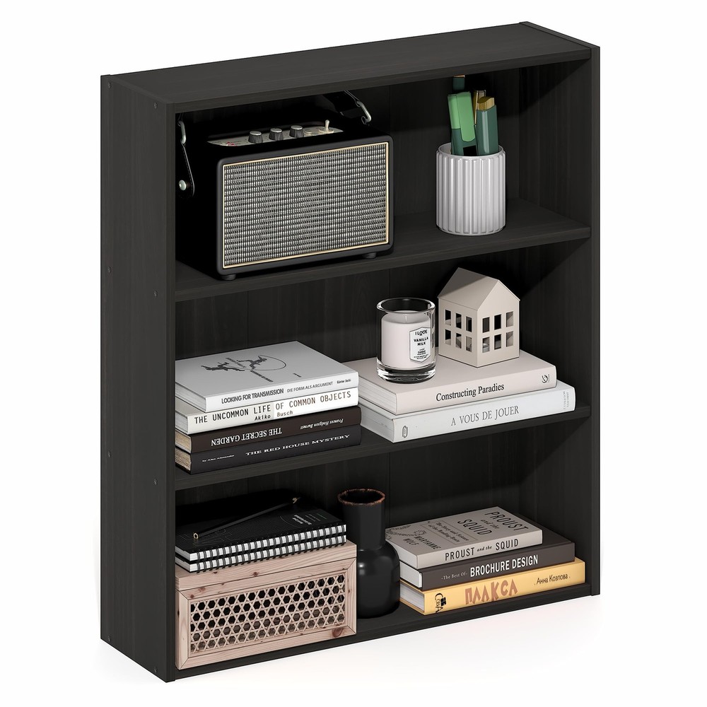 Furinno Basic Book Shelf, 3-Tier Bookshelf, Storage Organizer Bookcase with Open