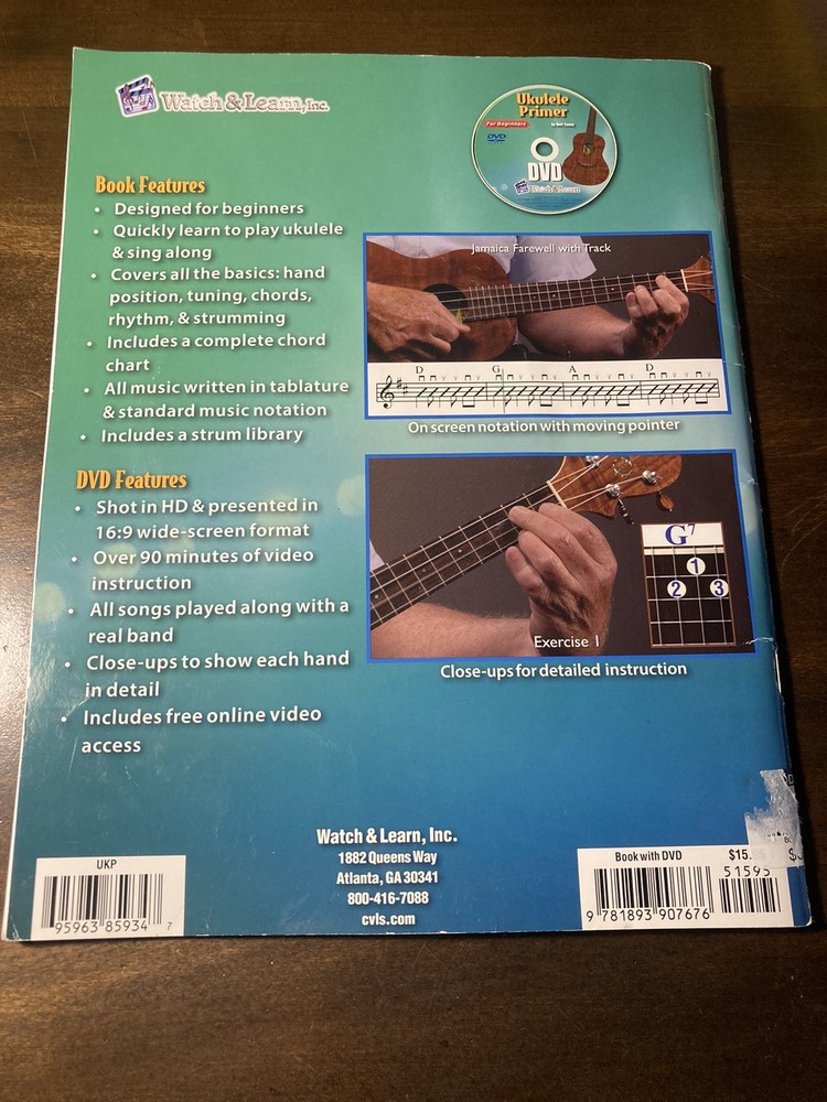 Ukulele Primer Book with DVD + Digital Access By Watch & Learn ~ Beginner Uke