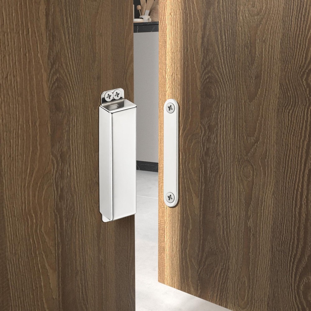 2 Pack | Heavy-Duty Magnetic Door Catch - 90lb Pull Large-90Lbs, Silver