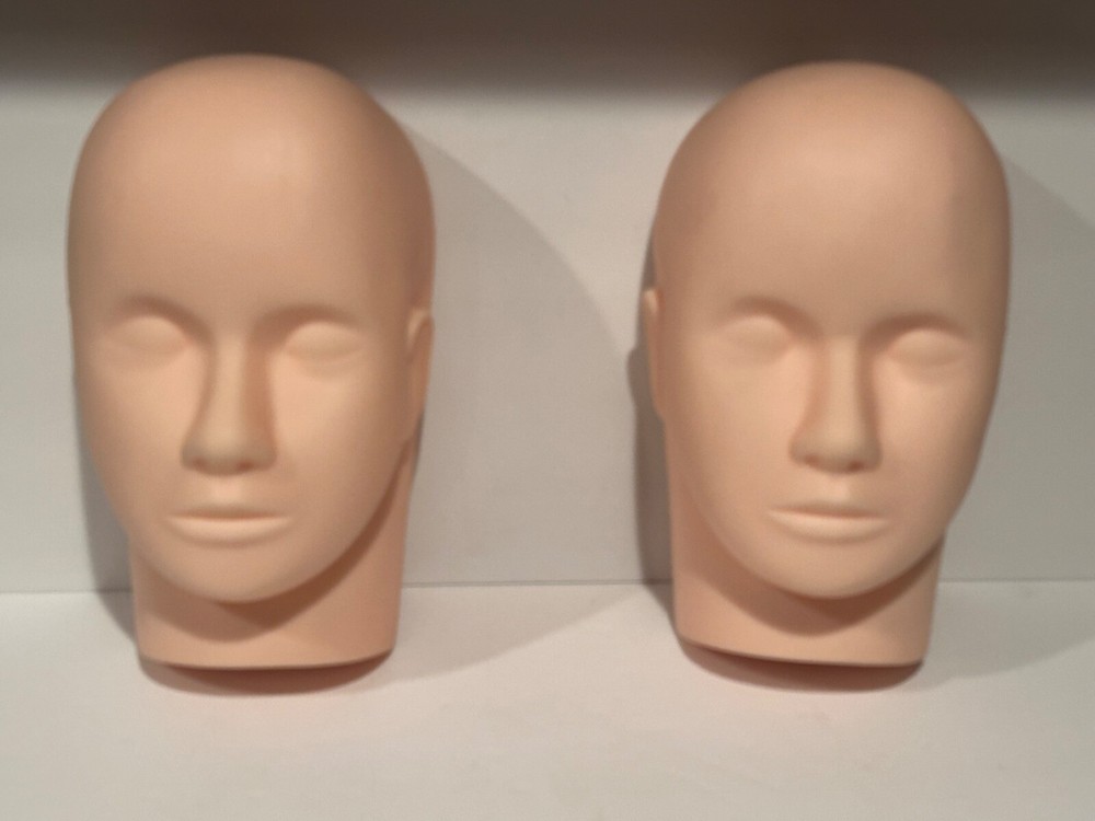 2 Mannequin Head Skin Massage Makeup Model Eye Face Training Eyelash Practice