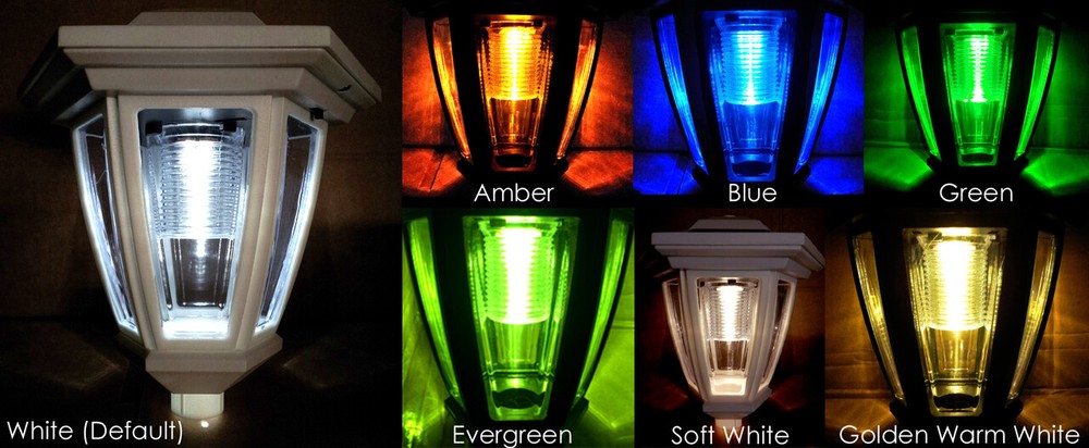 2-Pack Solar WHITE Hexagon Post Cap Light w/ 5 LEDs - Wall Mount / 4"/ 5" / 6"