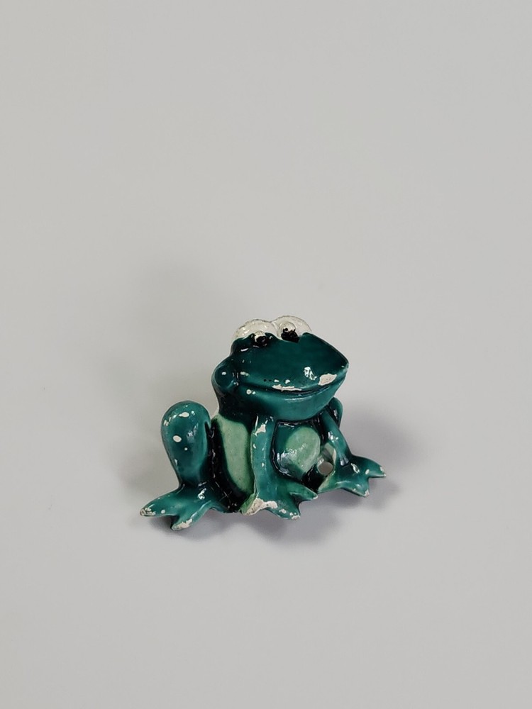 J Jonette Tiny Painted Frog Lapel Pin Very Small SOME CHIPPED PAINT