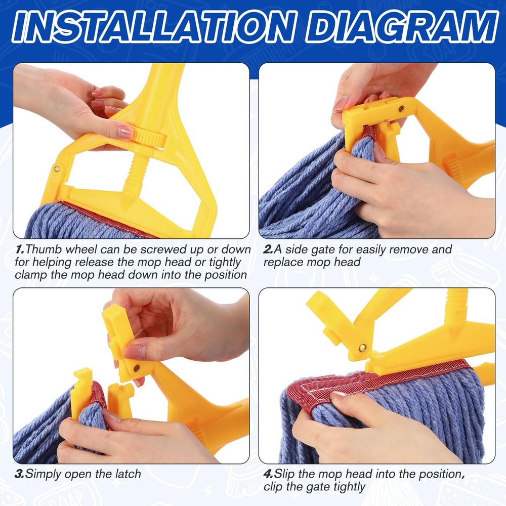 6 Pack Heavy Loop End Cotton String Mop Head Heavy Duty Mop Head Commercial R...
