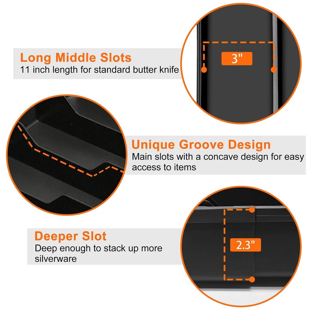 Kitchen Silverware Organizer for Drawer - Expandable Silverware Drawer Organi...