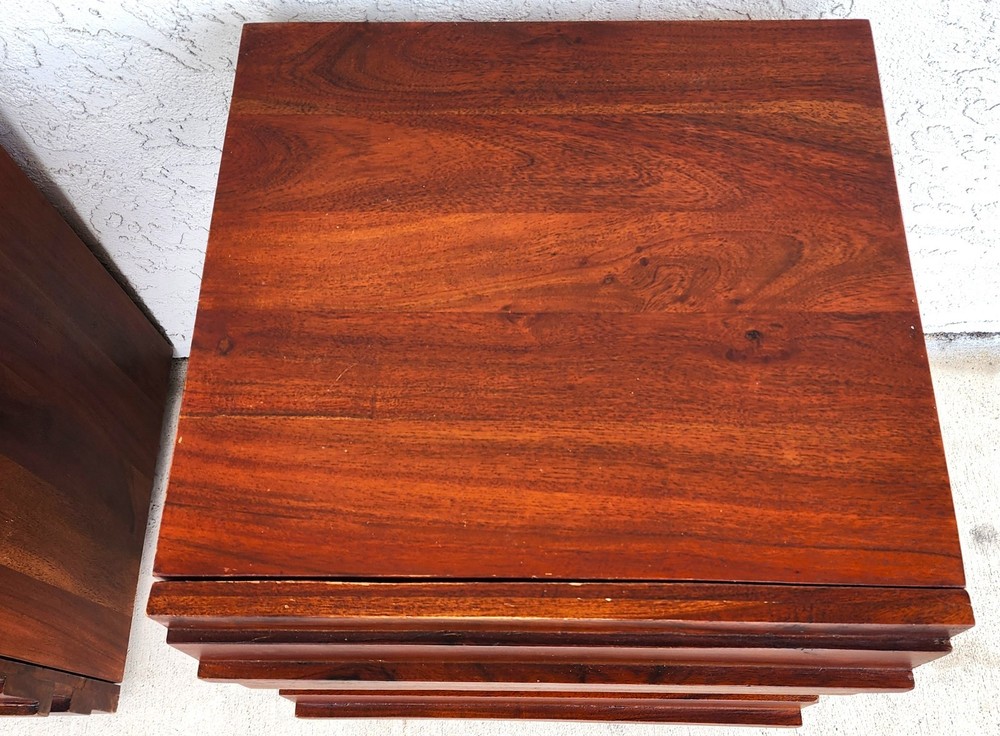 MCM Solid Exotic Wood Bachelor Chest & Nightstands Bedroom Suite