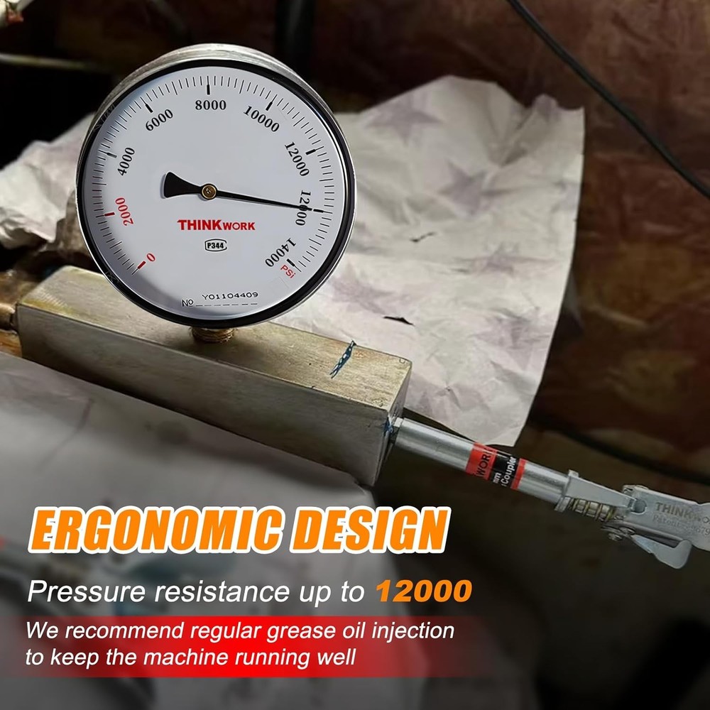 THINKWORK Grease Gun Coupler Set, Double Handle Extra Reach Strong Lock on Greas