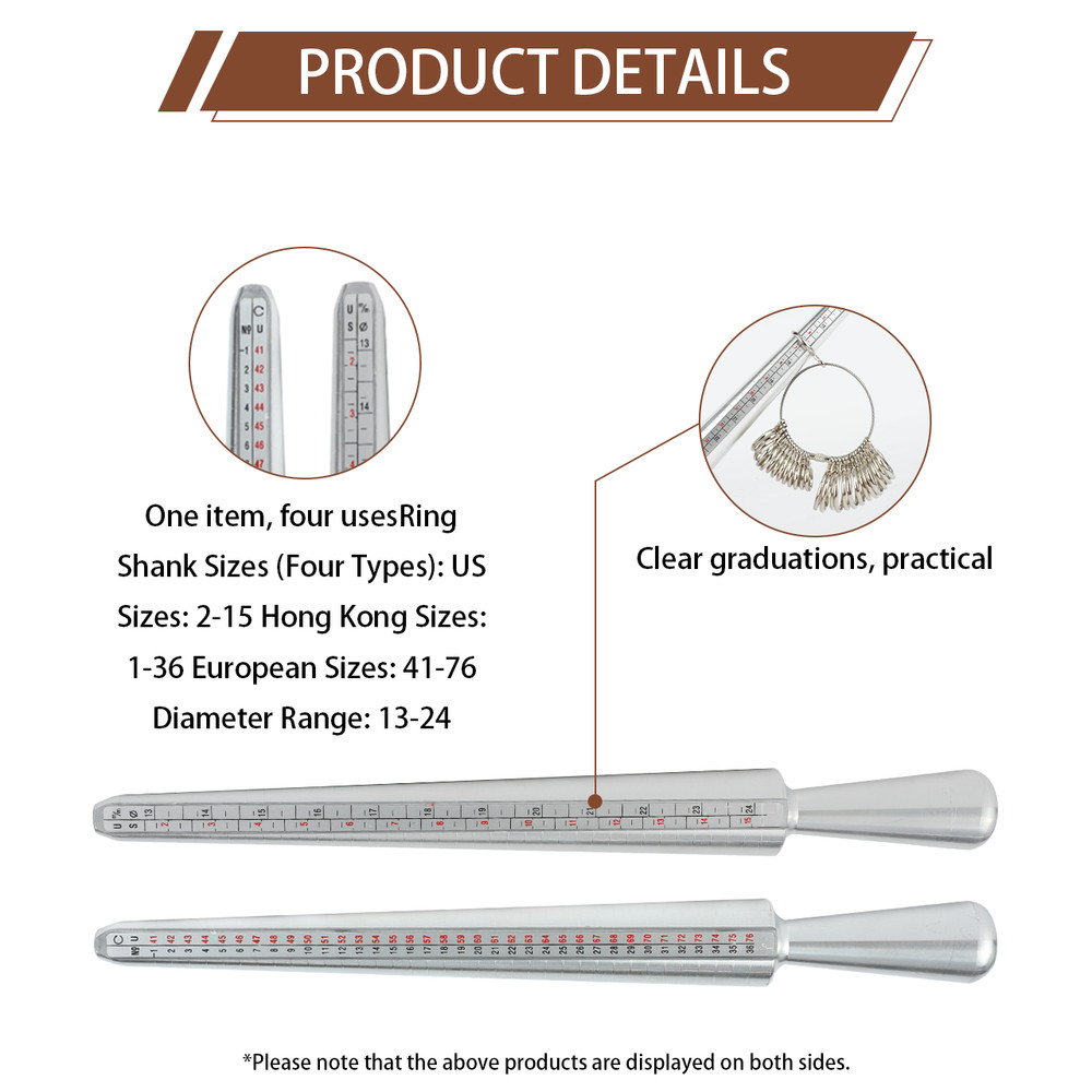Ring Sizer Kit 6 Pcs Ring Mandrel Set Stainless Steel Ring Measuring Too
