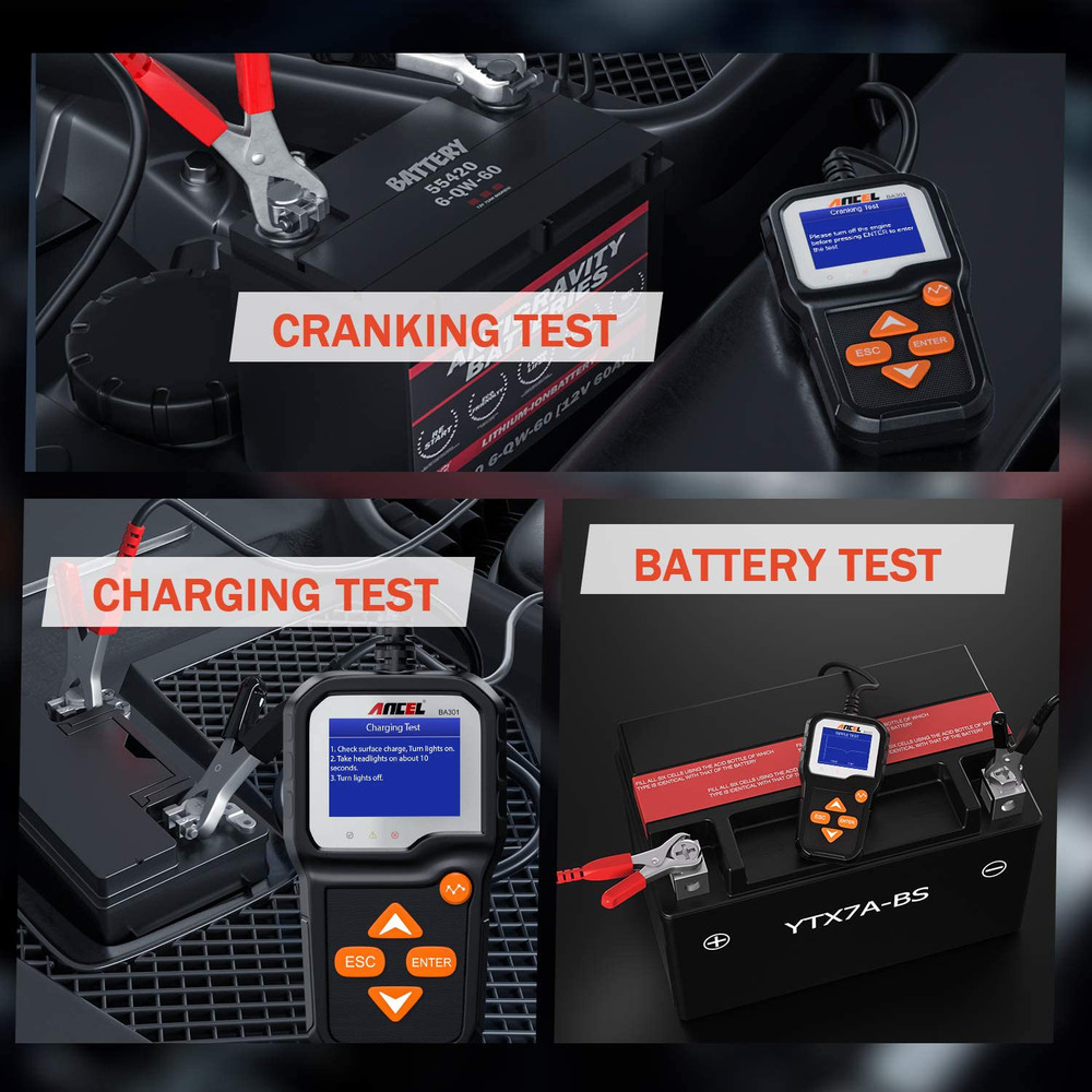 ANCEL BA301 Car Battery Tester Charging Test Load Test Analyzer Support Printer