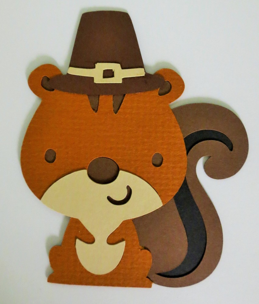 Cute Pilgrim Squirrel Thanksgiving Fall Paper Scrapbook Embellishment