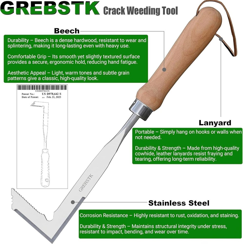 Crack Weeder Tool: L-Shaped Blade for Precision Moss and Weed Removal
