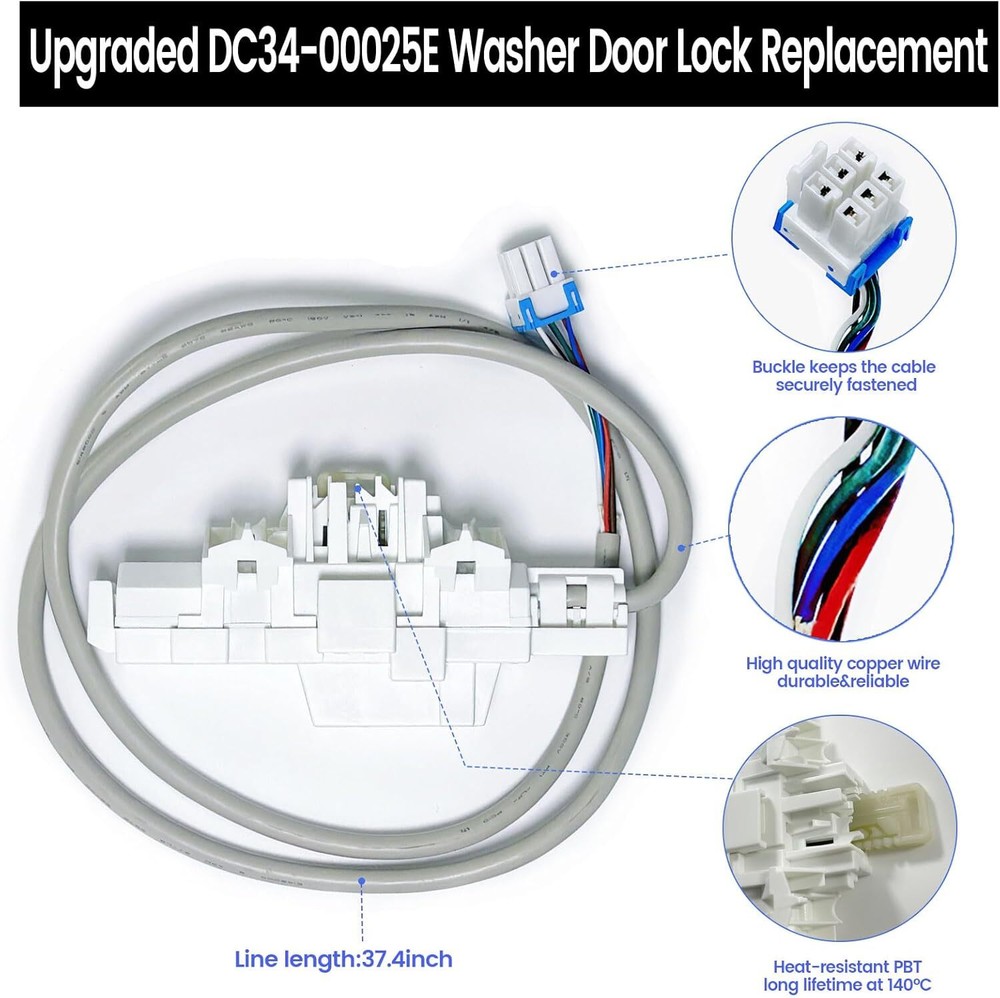 Exact Replacement DC34-00025E for Samsung Washer Door Lock Switch