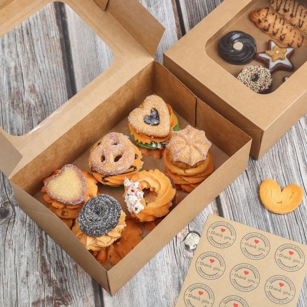 Elegant 24-Piece Cookie Gift Boxes with Window - Eco-Friendly Packaging 9x6.3x3