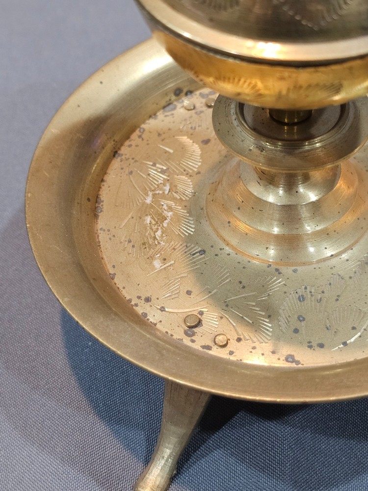 Vintage Arabic Brass Incense Burner Holder Etched