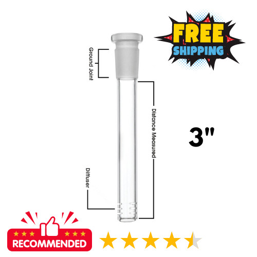 14mm/18mm Glass Downstem 3" Diffuser Stem for Bong Hookah Water Pipe Replacement