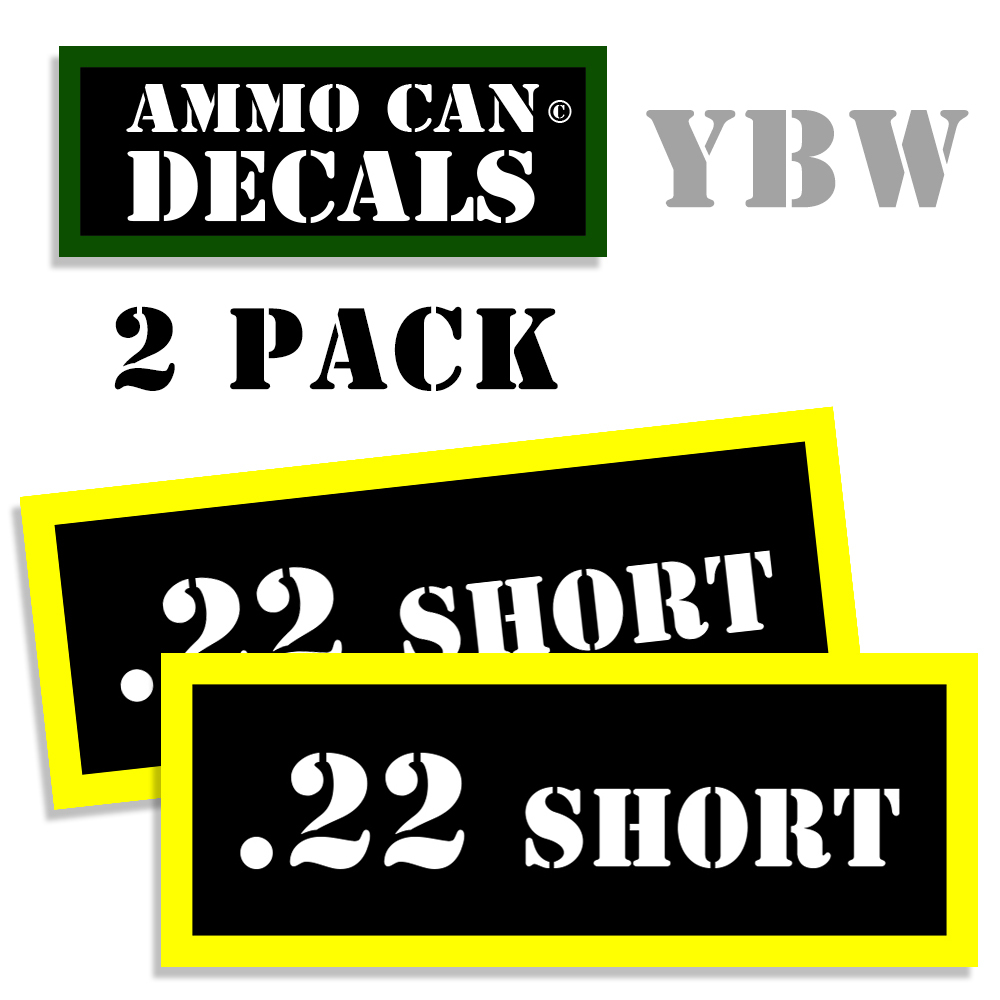 22 SHORT Ammo Label Decals Box Stickers decals - 2 Pack BLYW