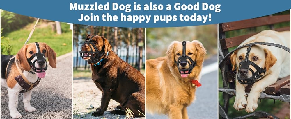 BARKL Dog Basket Muzzle for Medium & Lar Dogs, Humane Ca Muzzle