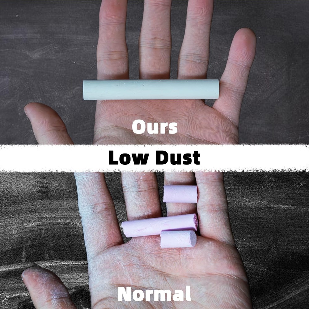 White Chalk 100PCS, Low Dust Chalks Stick Bulk for Chalkboard Blackboard