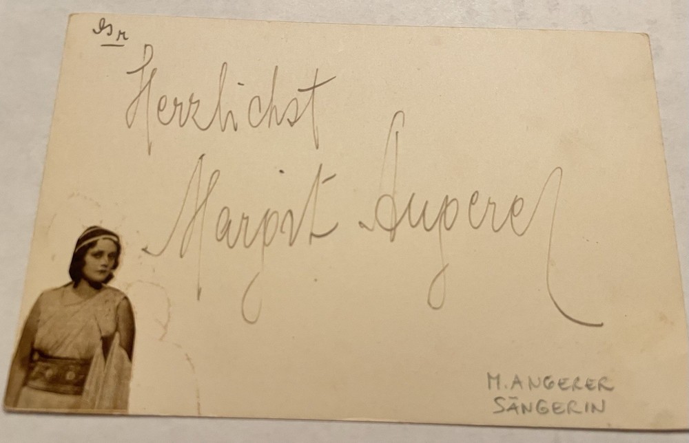 Hungarian Opera Soprano Margit Angerer Autograph