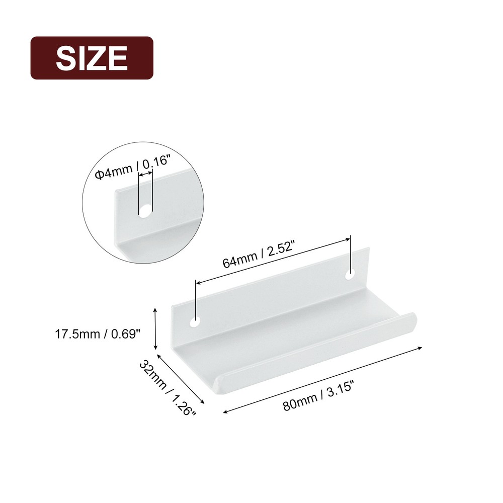 Cabinet Edge Finger Pull, 6pcs 80mm / 3.15" Hidden Cabinet Pulls, White