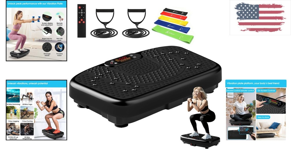 Compact Vibration Exercise Machine with Resistance Bands - Home Gym Essential