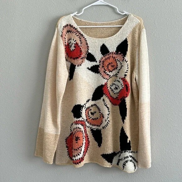 Multicolor Retro Floral Sweater medium--
