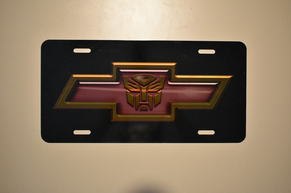 "BLEMISHED" Prop License Plate - Transformers Black and Yellow Gold