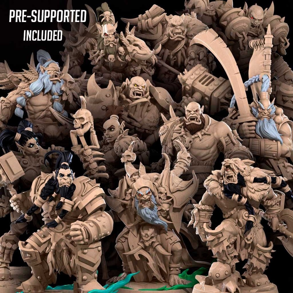 Fantasy Miniature Bundle Orc Adventurers  12 models- compatible with 32mm scale.