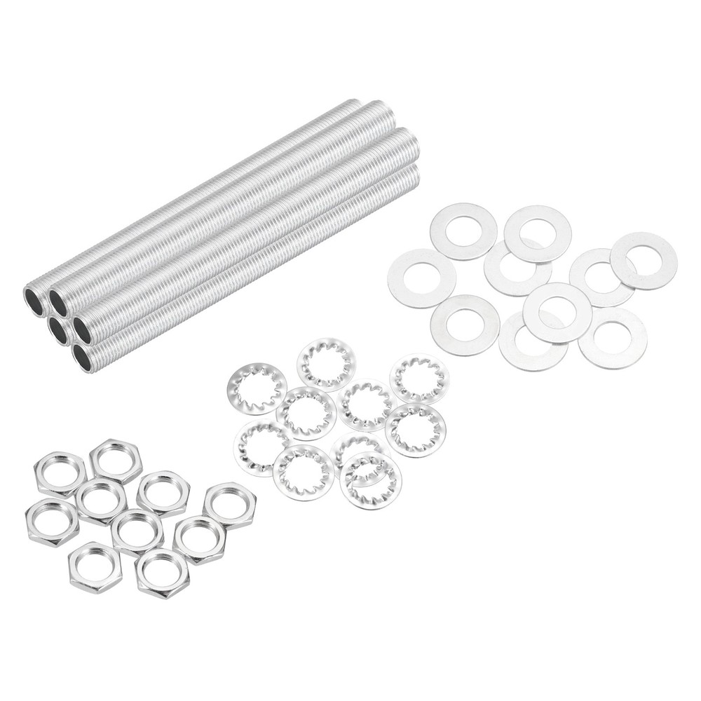 35Pcs 4.7" M10 Lamp Pipe Kit with Lock Nuts Washers for Assembly, Silver