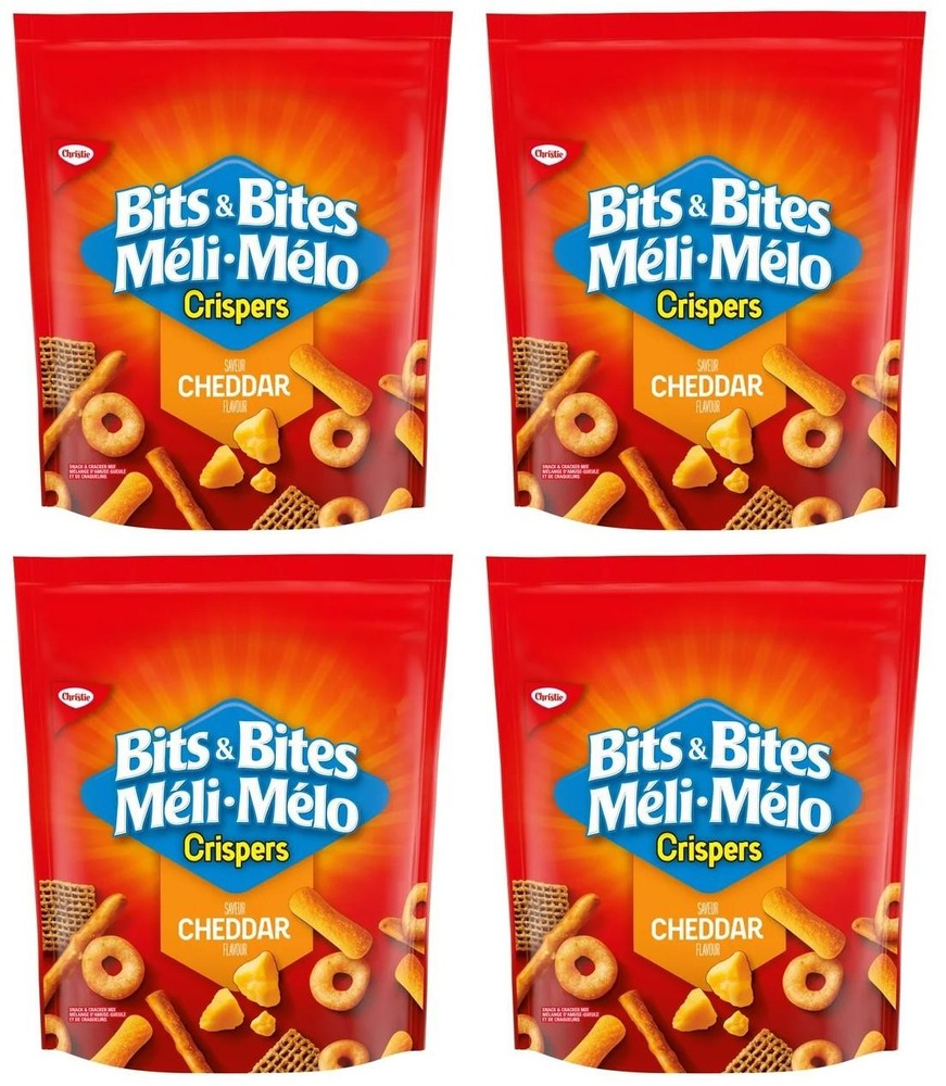 Crispers Bits & Bites Cheddar Snack and Cracker Mix, 145g (4 Pack)