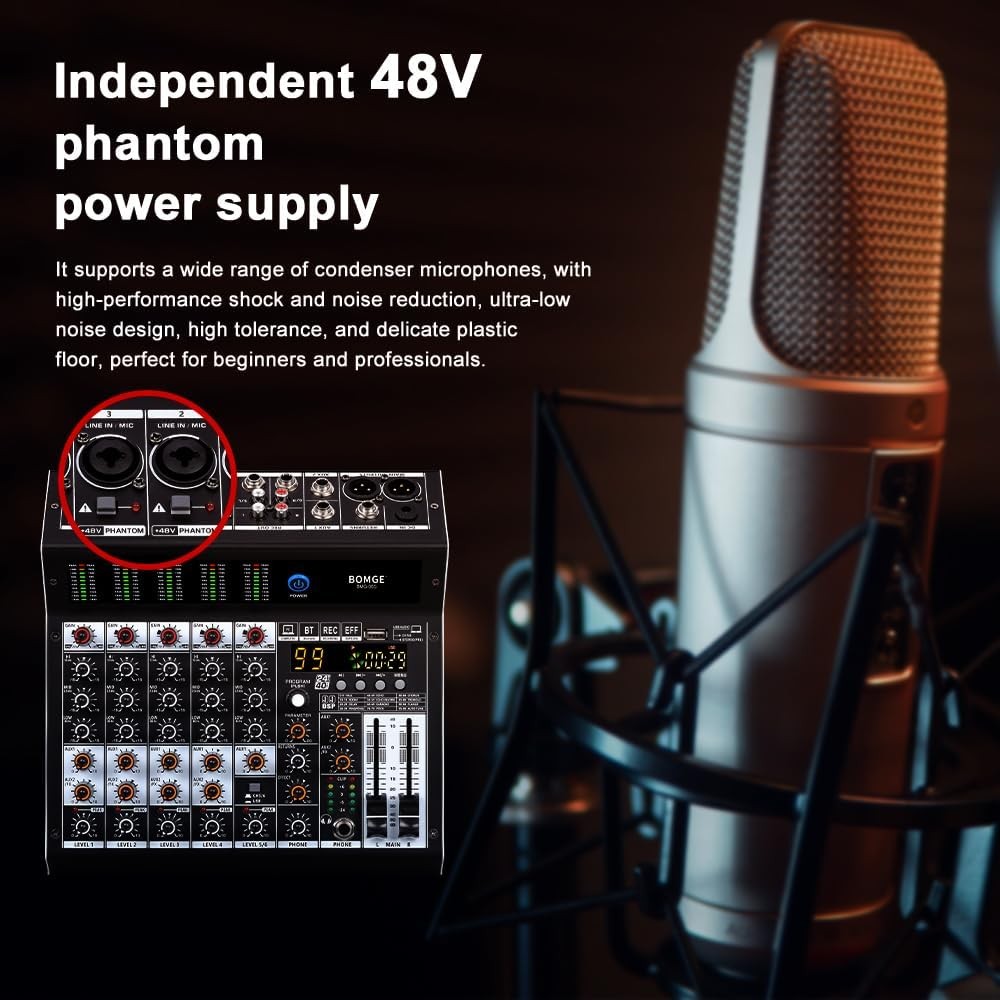 6 Channel Professional Mixer 99 DSP BOMGE Bluetooth