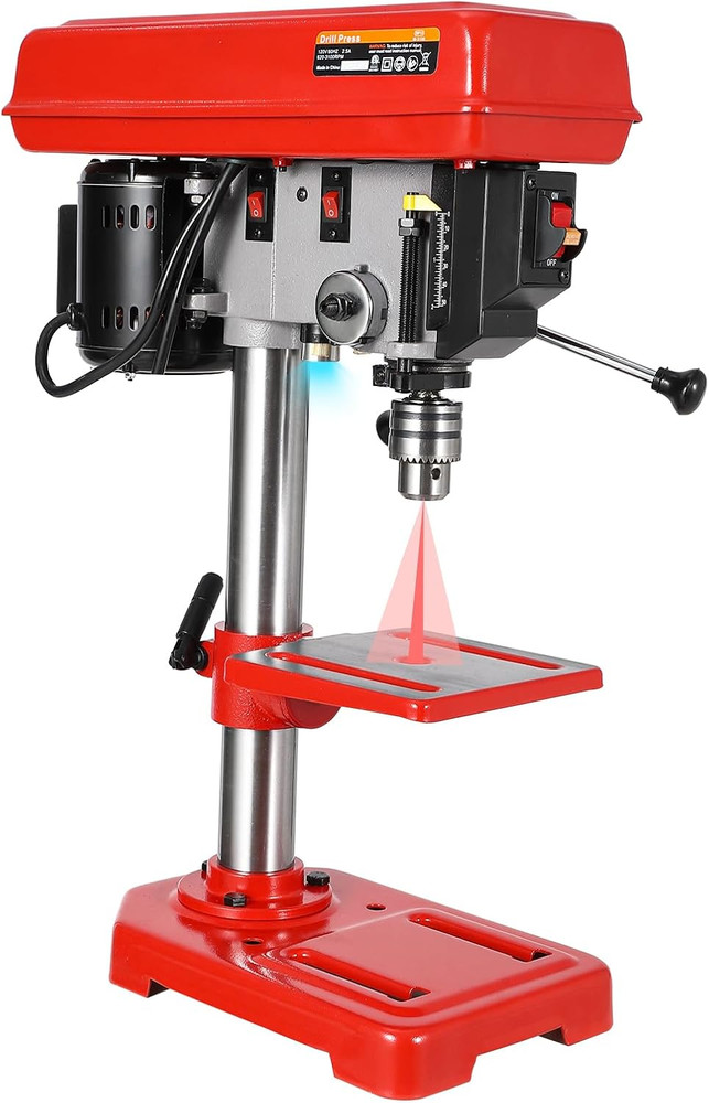 8" Benchtop Drill Press, Laser Ray (Class II Max. 1Mw), Tabletop Drilling Machin