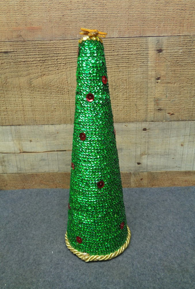 Shiny Sequin Green Christmas Tree 12"