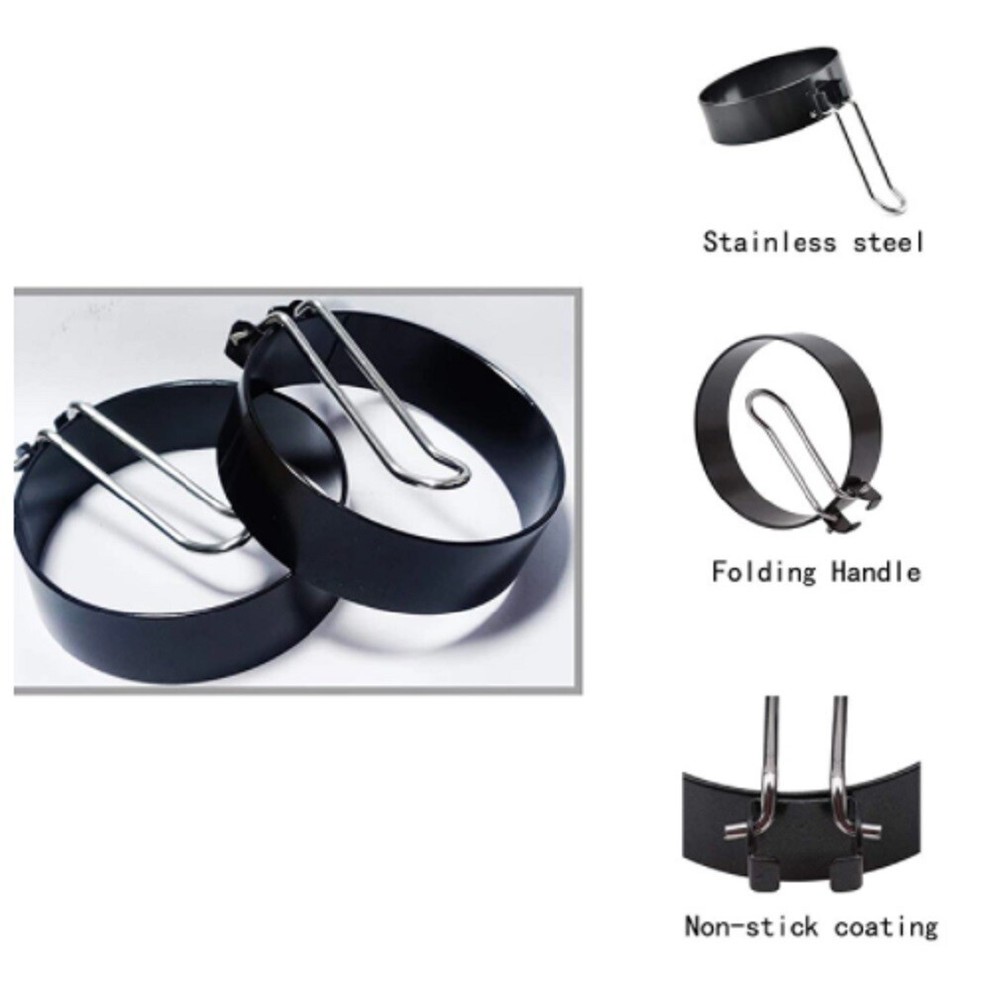 2-Piece Non-Stick Egg Shaper & Pancake Mold Ring Set -Cooking Tool Breakfast Aid
