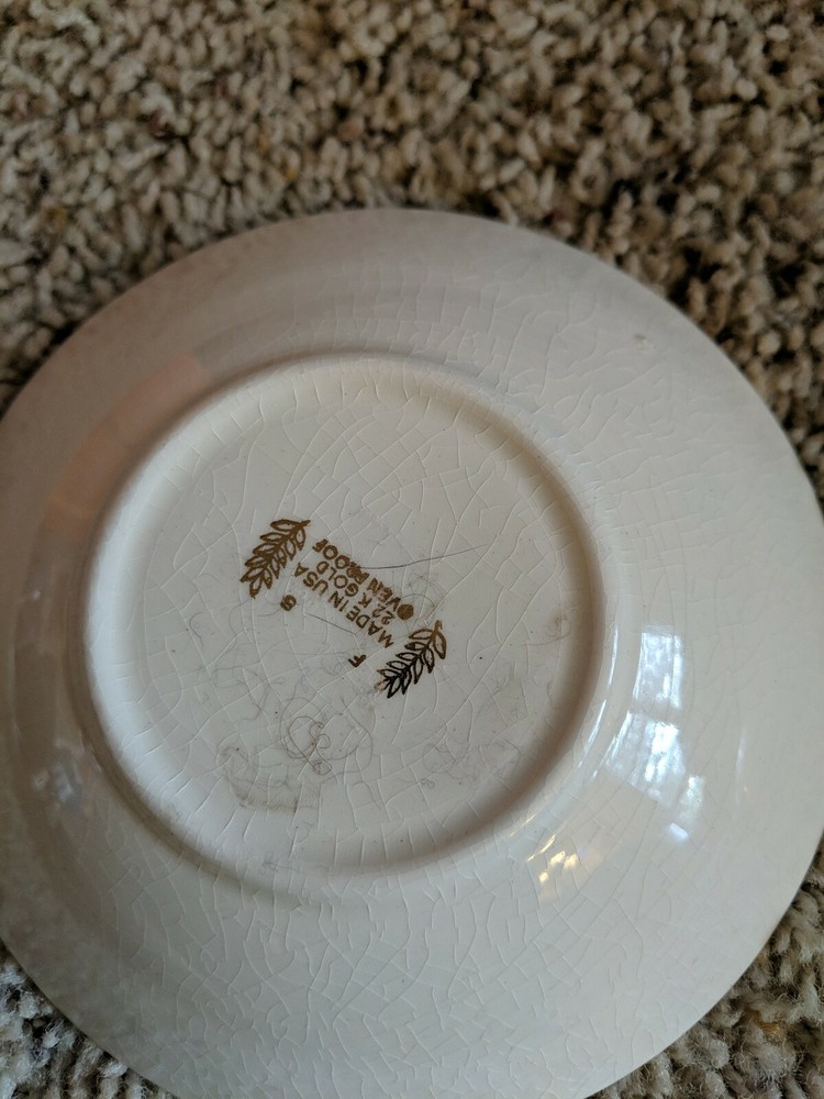 Vintage Golden Wheat Pattern 22k Gold Saucers (2)