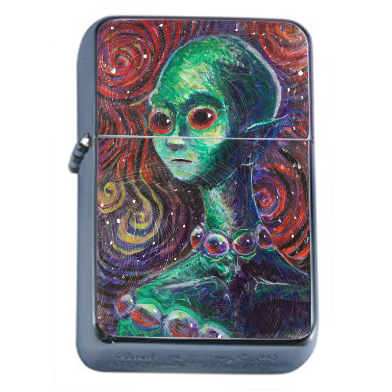 Alien Art Em1 Flip Top Oil Lighter Wind Resistant