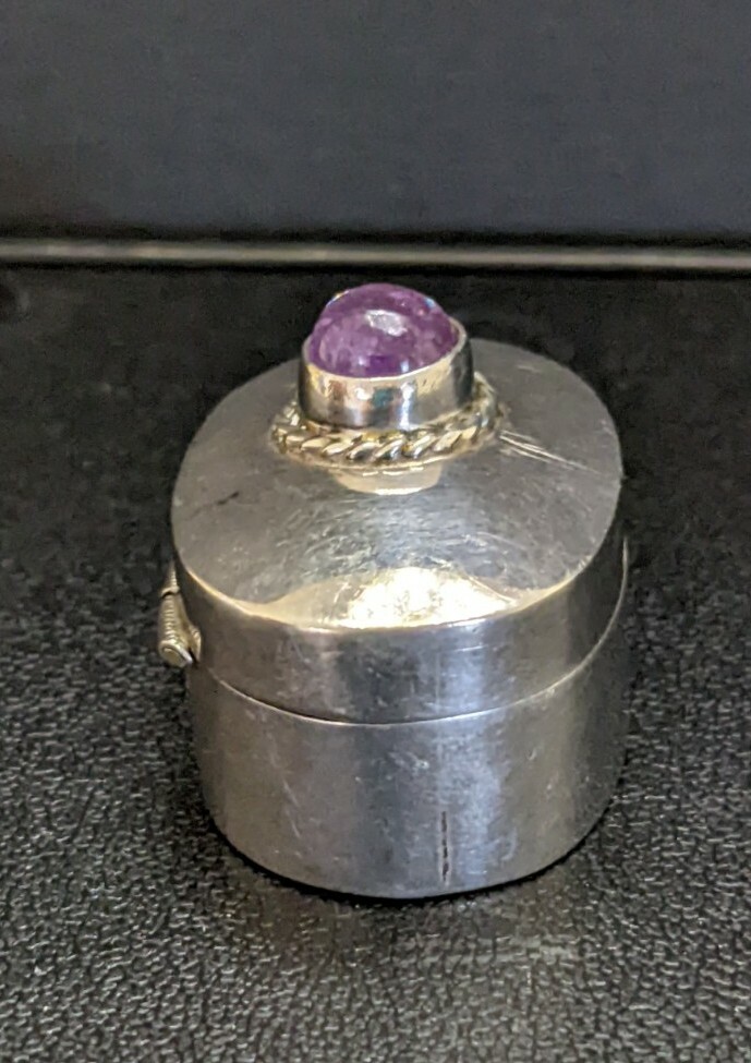 STERLING SILVER AMETHYST TRINKET BOX TAXCO