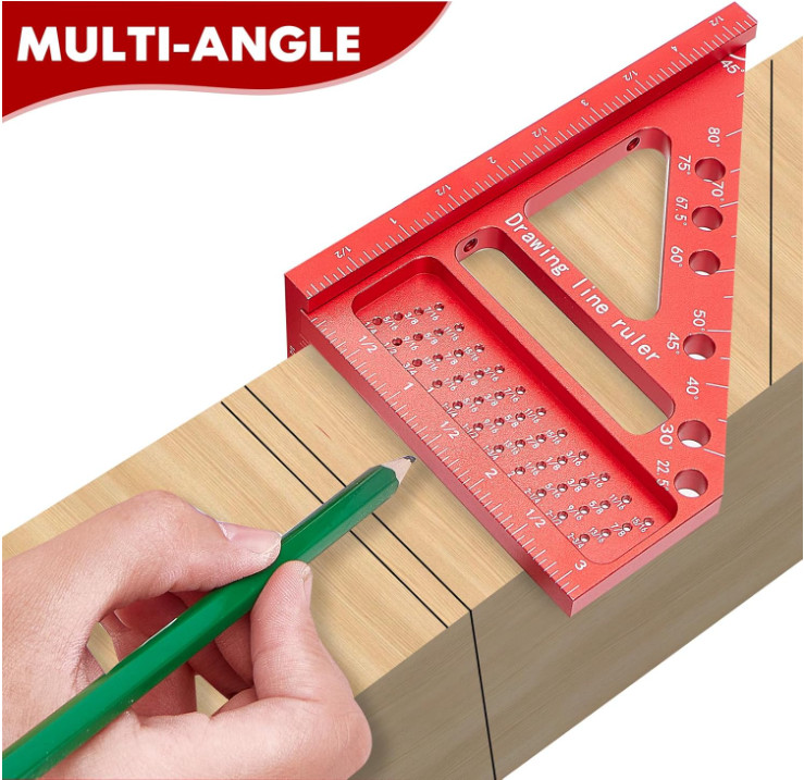 3D Multi-Angle Carpenter Hole Scribing Ruler, Aluminum Alloy Multi Angle...