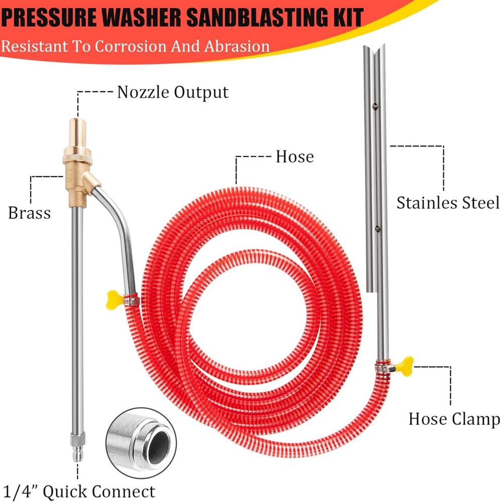 5000 PSI Sandblasting Kit for Pressure Washer Sand Blaster Attachment Power