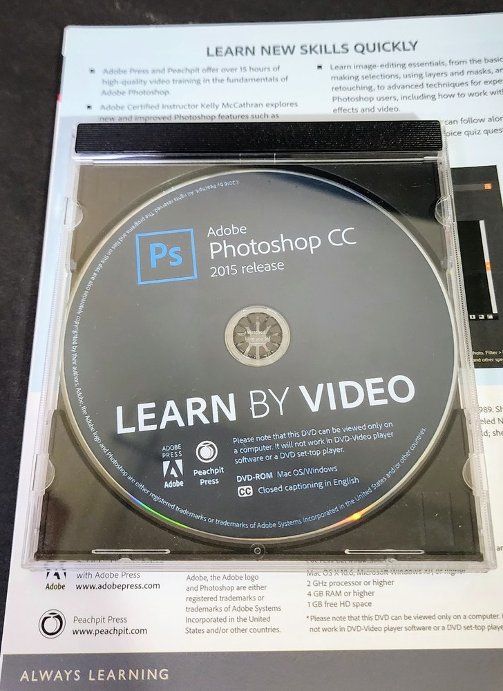 Adobe Photoshop CC 2015 Learn by Video DVD & Training Booklet – Complete Set
