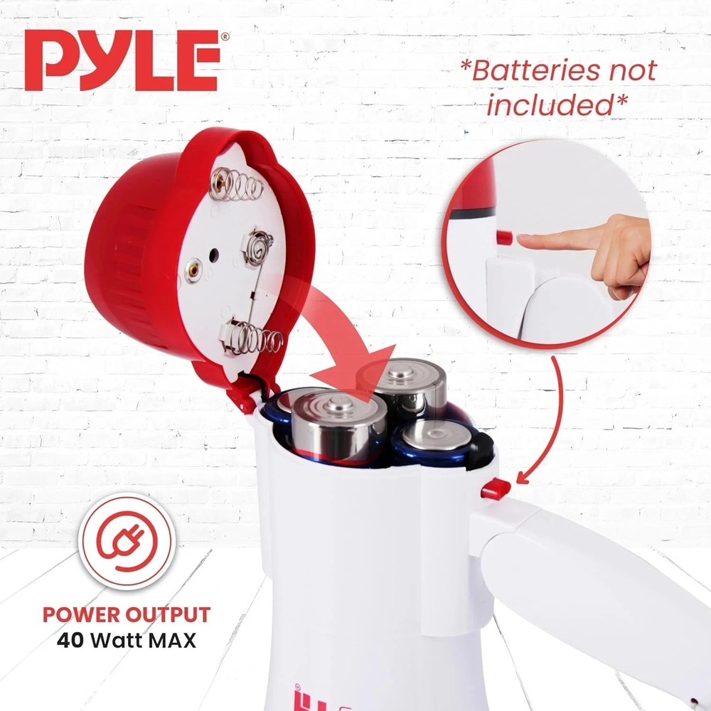 40 Watt Professional Megaphone Clear Sound & Ergonomic Grip - Multi-Function Wi