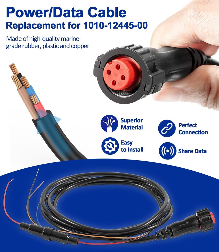 Power/Data Cable Threaded 4-Pin for Garmin Transducers echoMAP 010-12445-00